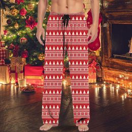 Men's Pants Christmas Mens Xmas Retro Stripe High Waist Printed Pyjama Drawstring Sweatpants Oversize Pockets Vantage Trousers