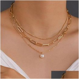 Collane con ciondolo Collana a strati con ciondoli di perle vintage Accessori di gioielli da donna per ragazze Abbigliamento Regali estetici Moda Dhgarden Otcpp