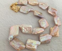 Chains Huge 14-17mm Baroque Pink Pearl Necklace 18inch 36"