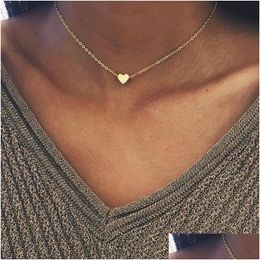 Pendant Necklaces Tiny Heart Necklace For Women Short Chain Pendant Gift Ethnic Bohemian Choker Necklaces Drop Delivery Jewe Dhgarden Otoxp