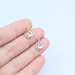 Charms 10pcs StainlessSteel Mirror Polished Lotus Fadeless Anti Allergic Women's Fashion Jewellery Charm Pendant DIY Necklace Earrings