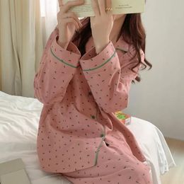 Womens Sleepwear Pajamas Autumn Spring Long Sleeve Soft Pajama Set Striped Cartoon Cardigan 231120