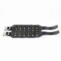 Charm Bracelets Style Punk Brass Studded Wrist Strap Bracelet Jewelry For Decoration Use (Black) Sell