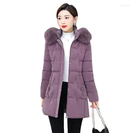 Women's Trench Coats Down Cotton-padded Jacket Long Mother Dress Middle-Aged And Elderly Fashion Slim Korean High-end Hooded Coat Tide 6XL.