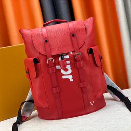 red Designer backpackbag letter print mens large capacity laptop backpacks high-quality leather schoolbag womens luxury handbag travel bag 231115