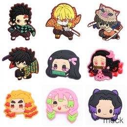 1pcs Anime Croc Charms Demon Slayers Character PVC Shoe Decorations for Clogs Sandals Accessories Kids Party Gifts