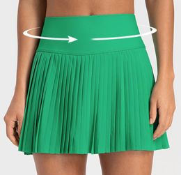 Active Shorts Lu Pleated Skirts Yoga Outfits Tennis Golf Sports with Inside Pocket Womens Leggings Quick Dry Breathable Pants Running Exercise Fitness Gym Clothes