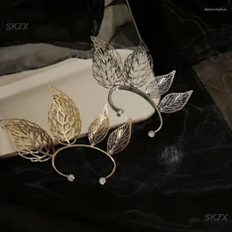 Backs Earrings Hollow Leaf Electroplating Minimalist Design Retro Wing Ear Clips Without Pierced Ears Accessories