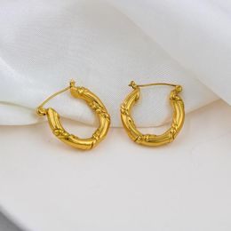 Hoop Earrings Trendy Tarnish Free Gold Plated Hollow U-Shaped Geometric Bold Stainless Steel For Women Waterproof Jewelry