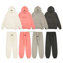 5zlq Designer Hoodies for Men and Women Fashion Brand Essentialhoodie Season 8 Fallwinter Go Double Thread Flocking Letter Loose Plush Hooded Sweater Pants Set Tre