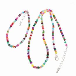 Choker Multicolor Natural Stone Necklace Bracelet For Women Crystal Beads Chain Party Wedding Exquisite Jades Jewelry Gift B107