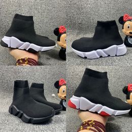 Infant Kids Knit Speed Sneakers Sock Runner Knitted Mid High Running shoes Black Trainers Wine Red Sneaker Children girls boys sports shoes