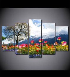 Home Decor Living Room Wall Pictures 5 Pcs Tree Flowers Nature Scenery Art Painting Modular HD Print Canvas Poster No Frame4826417