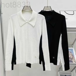 Women's Sweaters Designer 2023 Autumn/winter New Black and White Colour Matching Bottom Shirt for Womens Slim Fit Rollover Polo Neck Pullover Sweater Overlay Top