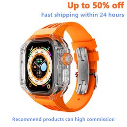 Relógio inteligente de 49 mm para Apple Watch Iwatch Ultra Série 8 Silicagel Case Marine Strap Smart Watch Sport Watch Protective Cover Case