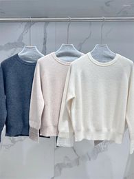 Women's Sweaters Cashmere Women Solid Colour Sequins Cuffs Sweater Long Sleeve Round Neck Autumn Winter Ladies Ribbed Soft Knit Jumpers