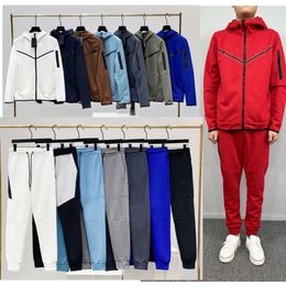 Calças de lã de tecnologia de alta qualidade Designer Calças esportivas masculinas Full Zip Hoodies Calças de rua Conjuntos de moletons para homens Bottoms Corredores Jumpersuit Mens Casual Fatos de treino