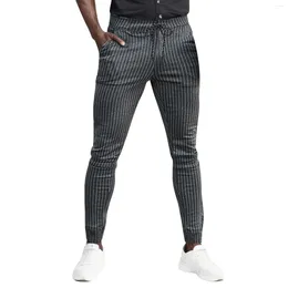 Men's Pants Male All Matching Striped Casual Long Trousers Pattern Color Block Pocket Skinny Sportswear Workout