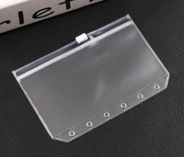 wholesale A5 A6 A7 Clear Punched Binder Pockets for Notebook 6 Holes Zipper Loose Leaf Insert Bag PVC Frosted Notebook Pockets Envelop ZZ