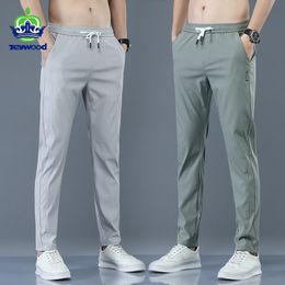 Men's Pants Men's Trousers Spring Summer New Thin Green Solid Color Fashion Pocket Applique Full Length Casual Work Pants Pantalon 230420