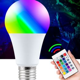 Smart Remote Control Bulb RGB+W 16 Color-Changing Lights E26 Interior Decoration Lights 9W Live Lighting Atmosphere Lights Flashing Function Usable HZ0075