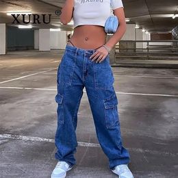 Men's Jeans XURU - European and American Straight Tube Casual Spicy Girl Jeans for Women Sexy Personalized Workwear Pants K7-8150 231118