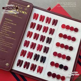 Nail Polish Eleanos 24pcs Fall Winter Red Gel Set With Leather Color Book Christmas Gift 15ml Chocolate Paint Manicure 231120