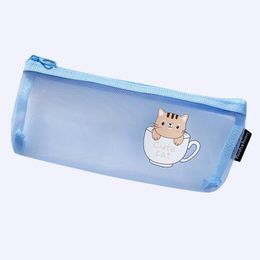 Pencil Bags Wholesale Cartoon Printing Transparent Nylon Pencil Bags Zipper Stationery Bag Student Large-Capacity Office School Suppli Dhhvx