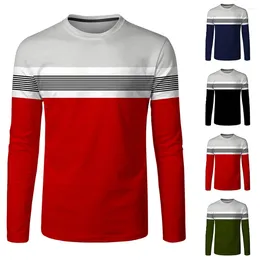 Men's T Shirts Mens Casual Striped Shirt Slim Fit Long Sleeve T-shirts Tee Round Neck Blouse Pullover Activewear Tops Men Clothing