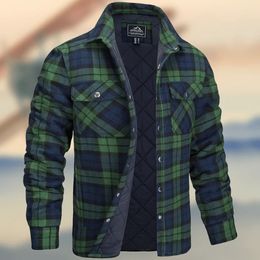 Mens puffer jacket winter coat winter jacket Long sleeve lapel checkered warm windproof shirt cotton-padded jacket fashion simple casual size S-5XL designer coats