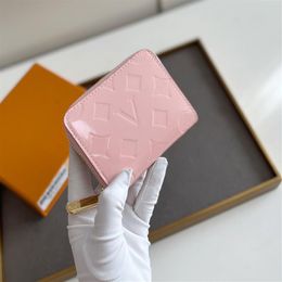 Fashion designer wallets luxury Zippy purse women patent leather clutch Highs quality embossed flower letter coin purses short car219E