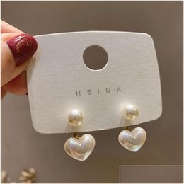 Dangle & Chandelier New Fashion Contracted Heart Pearl Fine Earrings Joker Sweet Elegant Temperament Women Drop Drop Deliver Dhgarden Ots6K