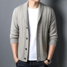 Men's Sweaters Korean Style Cardigan 2023 Autumn Single Breasted Male Turn Down Collar Twisted Sweater Coat