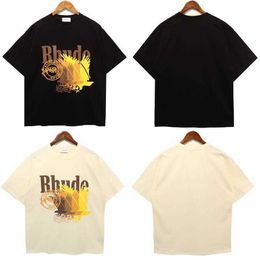 Designer Fashion Clothing Tees Hip hop TShirts Rhude 23ss Spring summer New Half Sleeve Men's American Oversize Eagle Letter Printing Couple Style Loose Streetwear