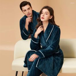 Men's Sleepwear Women Winter Extra Long Warm Flannel Pyjama Sets Plus Size Pants Robe Coral Fleece Sleep Tops Men Sleeve