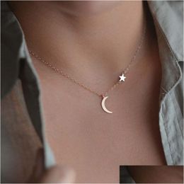 Pendant Necklaces New Fashion Simple Star Moon Pendant Necklace For Women Bijoux Maxi Statement Necklaces Collier Jewellery Dr Dhgarden Otram