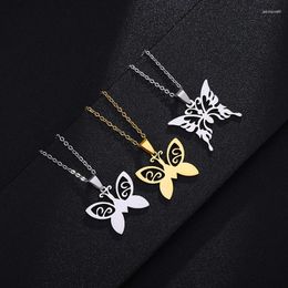 Pendant Necklaces Fashion Stainless Steel Butterfly For Charm Women Gold/Steel Colour Beautiful Jewellery Gift