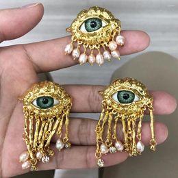 Backs Earrings Women Vintage Eyes Of Demon Earring Ring Exaggerated Trendy Style Imitated Pearl Girls Delicate Tassels Jewelry