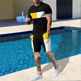 Mens Tracksuits Men Tracksuit 3D Printed T Shirt Shorts Sportswear Mens Clothing Suit Man Oversized Jogger Casual Set Summer Streetwear Suit 230419
