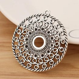 Pendant Necklaces 5 Pieces Tibetan Silver Hollow Open Filigree Round Charms Pendants For DIY Necklace Jewellery Making Findings Accessories