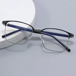 Sunglasses Vintage Rice Nail Square Titanium Alloy Large Frame Glasses Men's Business Blue Light Blocking Eyebrow Myopia
