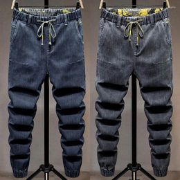 Men's Jeans Plus Size S-7XL Men Jogger Spring Autumn Winter Fashion Casual Slim Loose Drawstring Elastic Waist Long Denim Harem Pants