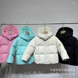 Down Coat National Standard 90 White Duck Children's Short Winter Bread Hooded Boy Girl Baby