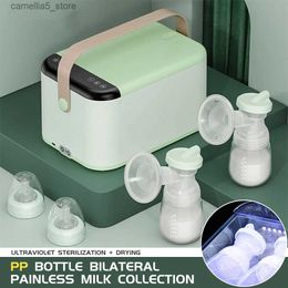 Breastpumps Electric Breast Pump Silent and Painless Fully Automatic and UV Sterilizer Automatic Drying Ai Touch Screen Smart Control Q231120