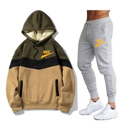 New Men Hoodies Sweatshirt Sweatpants Tracksuits Brand Print Sportswear Sets Tracksuit Men's Pullover Set Plus Size