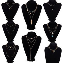 Chains European And American Cross-border Jewellery Pine Stone Sequins Geometry Shape Multi-piece Combination 8 Pieces Set Necklace