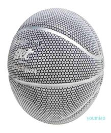 Ball Reflective Basketball Men Gift Outdoor Size 7 Honeycomb Silver PU Playing Game basketbal Baloncesto1181124