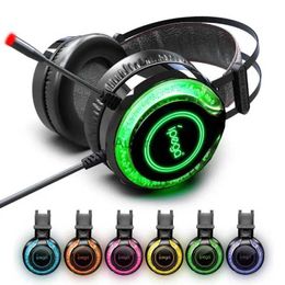 Cell Phone Earphones Gaming Headset Noise Reduction All-Inclusive Earmuffs Surround Stereo with Colourful Lights Flexible Headphone Earphones with Mic YQ231120