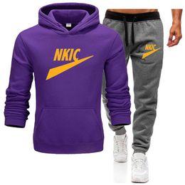 Men Hooded Tracksuit Set Hoodie Sweatpants Sport Clothing Pullover Sweater Tops Male Hoody Track Suit