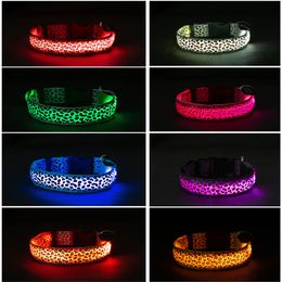 Light Up Dog Collar LED Dog Collar Night Walking Glow Leopard Collar Flashing Lighted Dog Collar for Small Medium Large Dogs